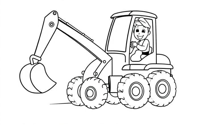 Cartoon-Bagger als Farbtafel.