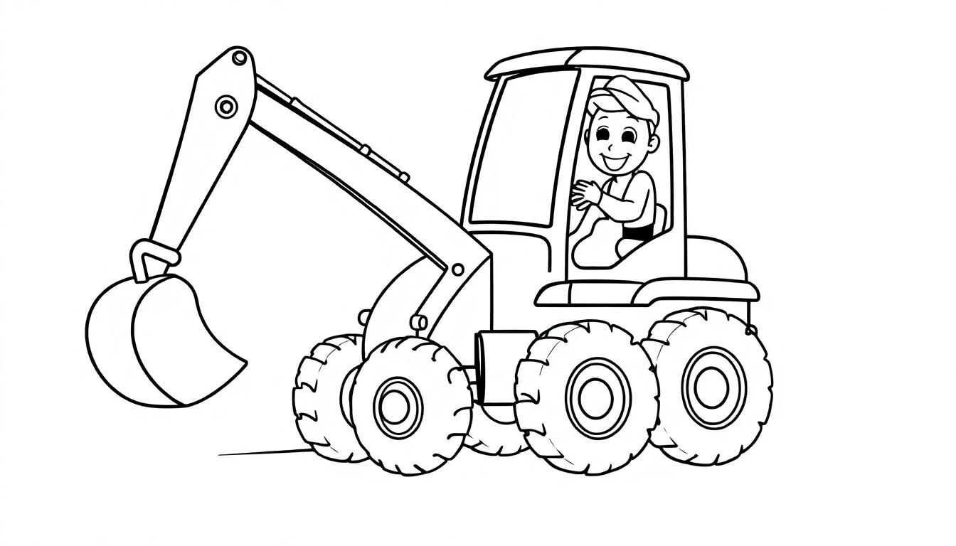 Cartoon-Bagger als Farbtafel.