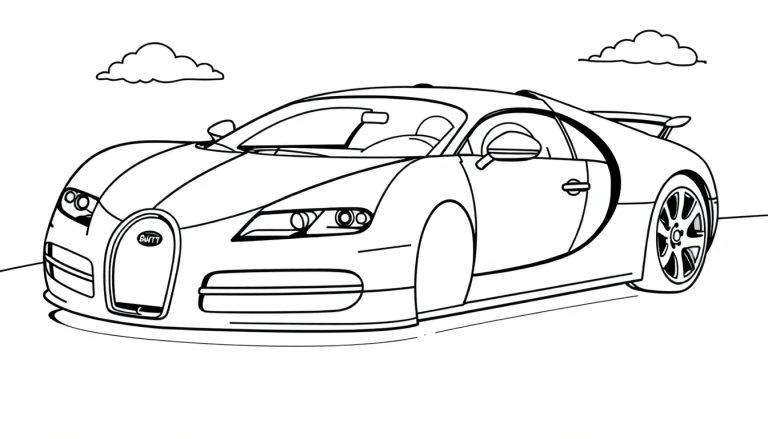 Schwarz-weiße Farbtafel eines Bugatti Veyron mit Wolken.