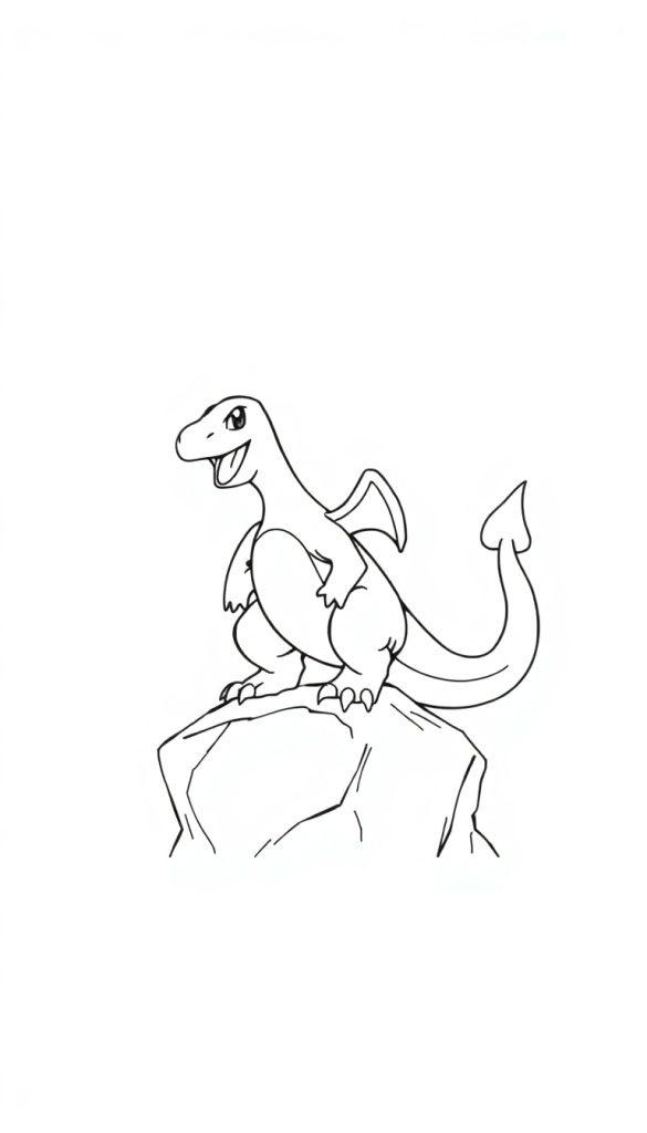 Ein Charmeleon sitzt auf einem Felsen und lächelt.