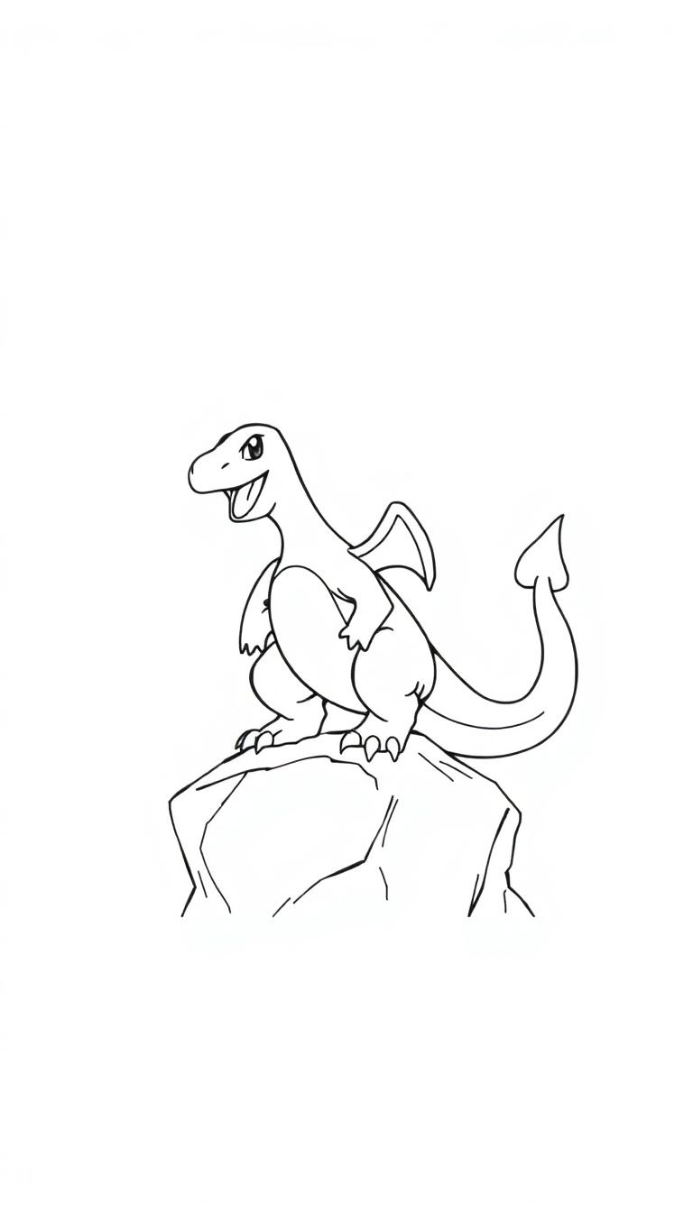 Ein Charmeleon sitzt auf einem Felsen und lächelt.