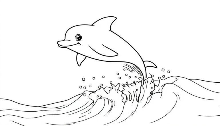 Ein schwimmender Delfin auf einer Farbtafel
