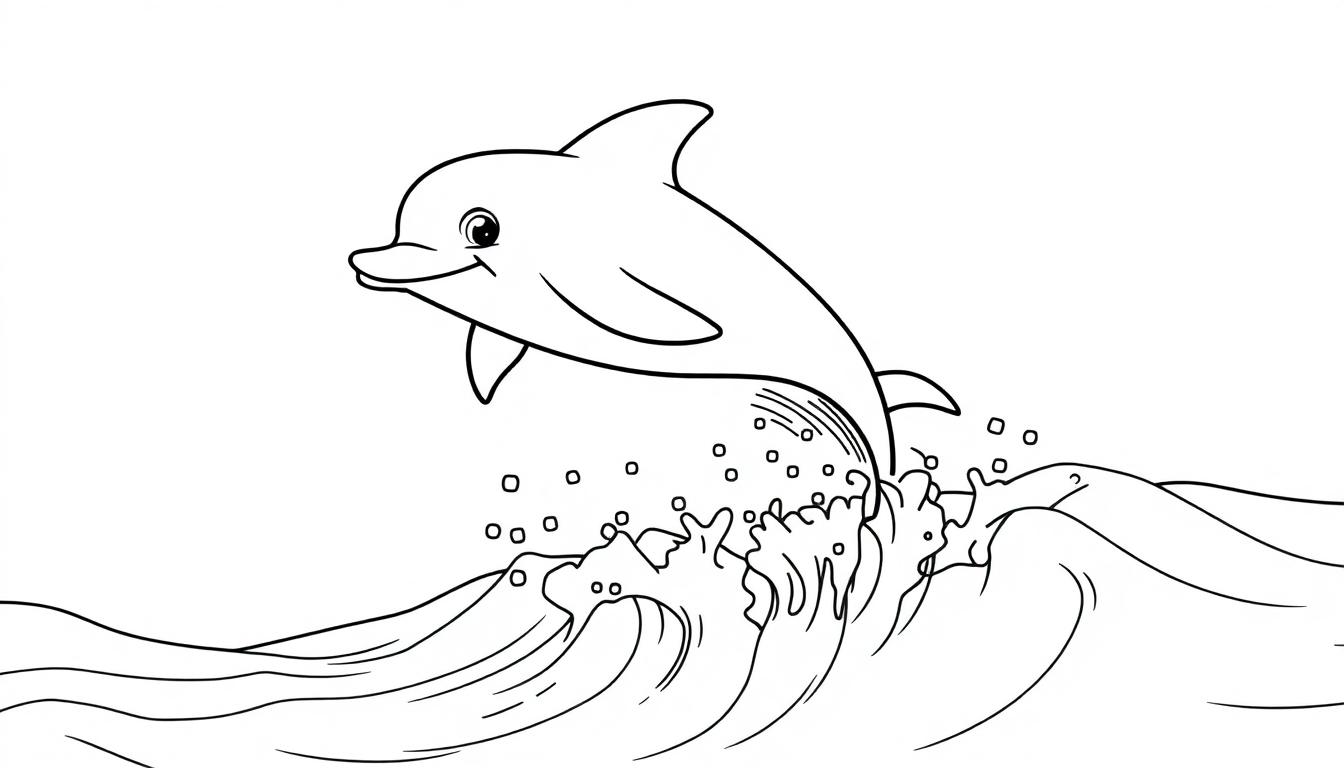 Ein schwimmender Delfin auf einer Farbtafel
