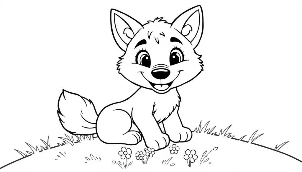 Ein entzückender Cartoon-Hundewelpe, der bereit ist, als Farbtafel ausgemalt zu werden.