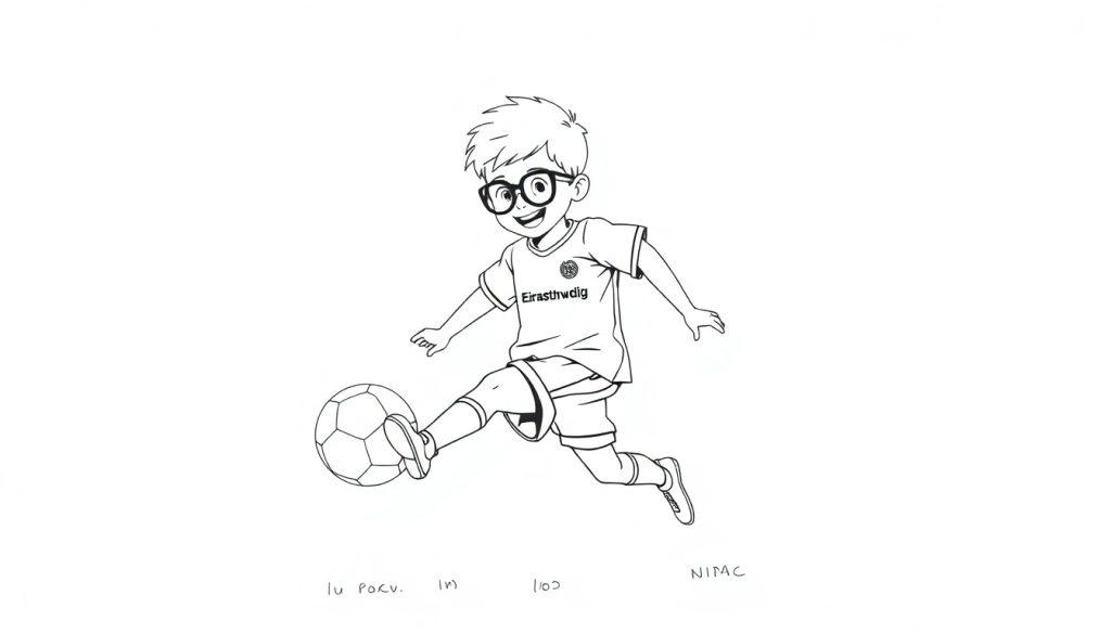 Junge mit Brille spielt Fußball für Eintracht Braunschweig.