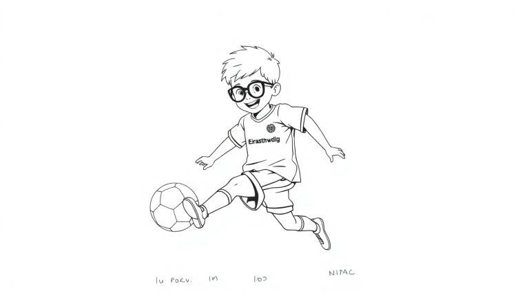 Junge mit Brille spielt Fußball für Eintracht Braunschweig.