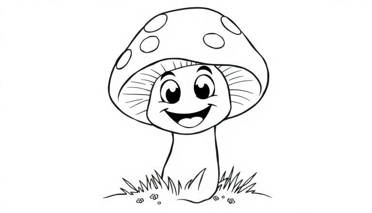 Ein fröhlicher Pilz zum Ausmalen
