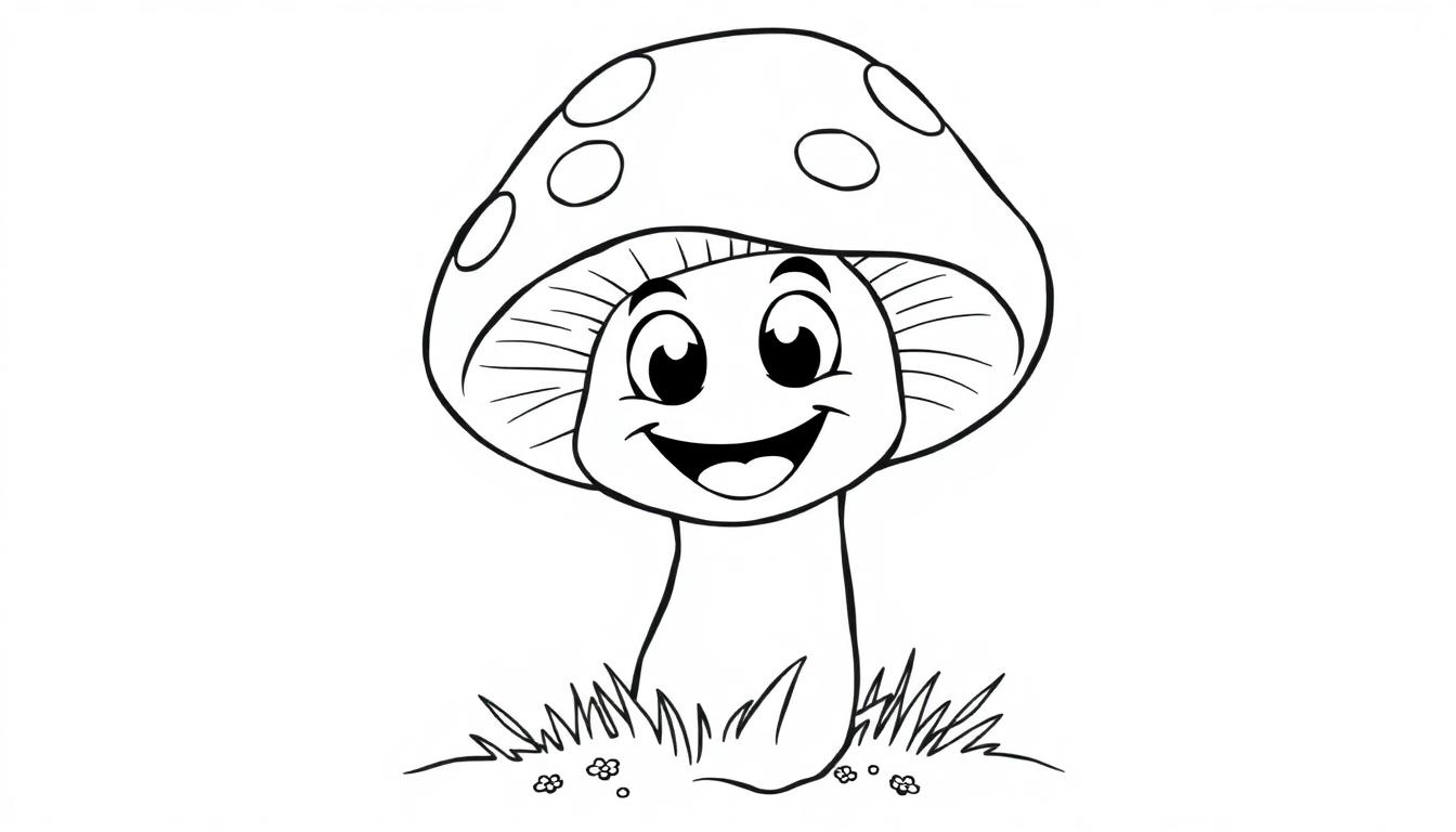 Ein fröhlicher Pilz zum Ausmalen