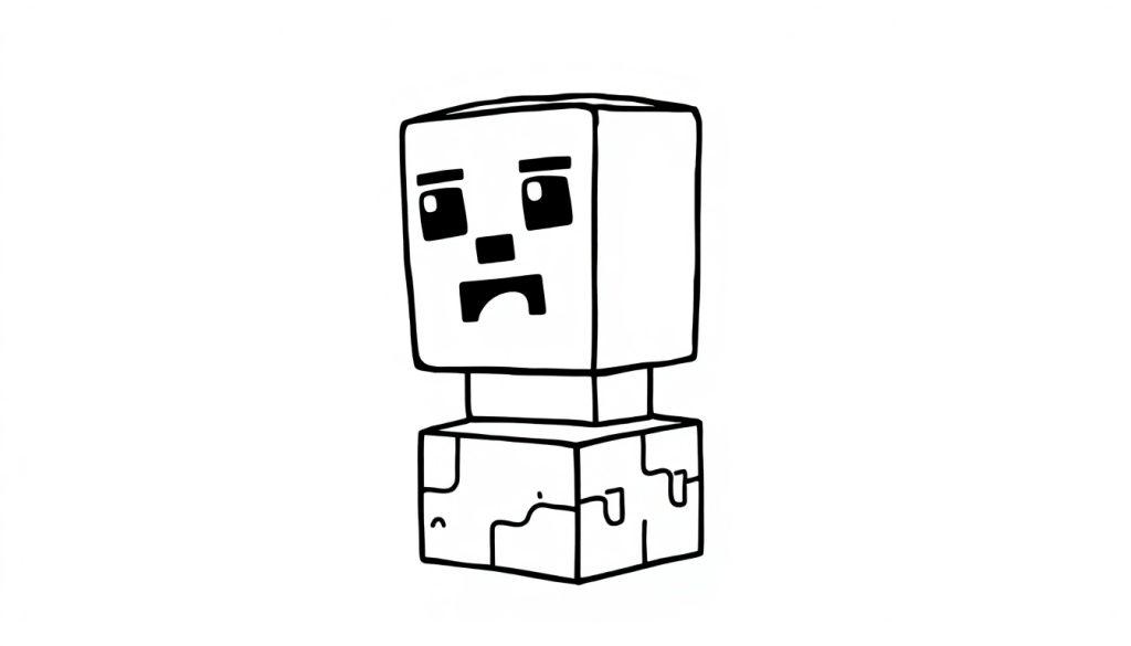 Schwarz-weiße Farbtafel-Zeichnung eines Minecraft Creeper.