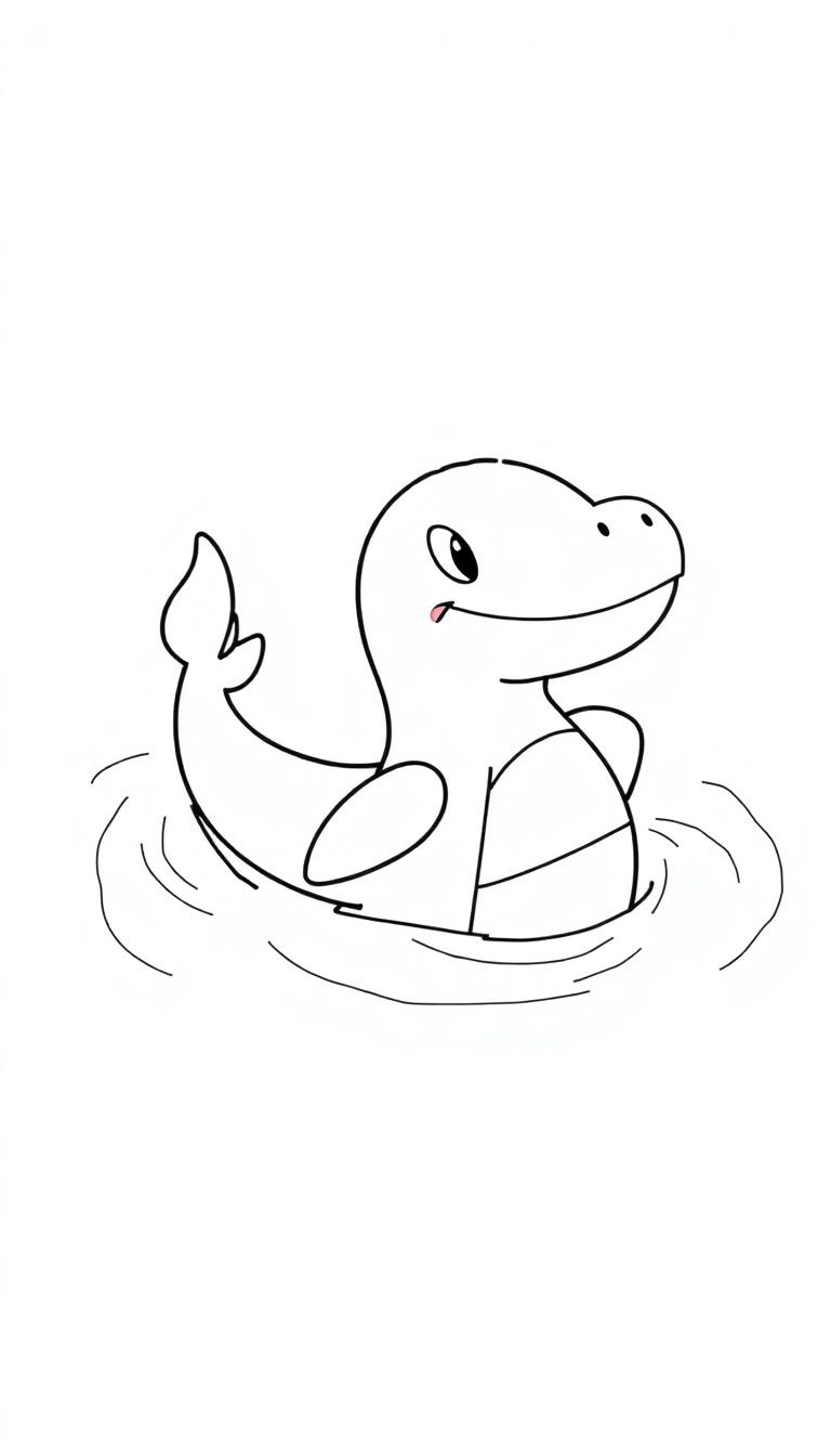 Zeichentrick Nessie im Wasser, inspiriert von Lapras