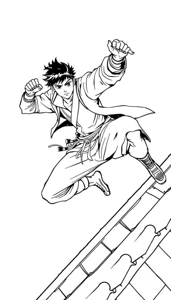 Sakamoto Days Figur schwebt in Aktion.