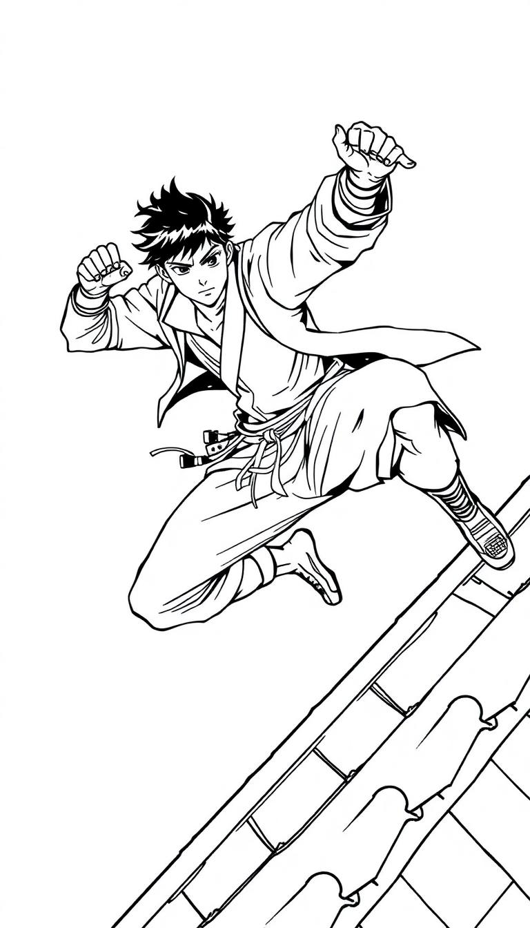 Sakamoto Days Figur schwebt in Aktion.