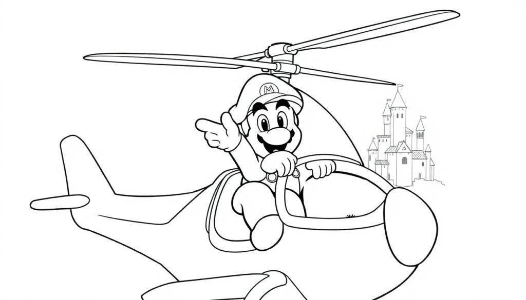 Mario fliegt einen Hubschrauber – eine Farbtabelle