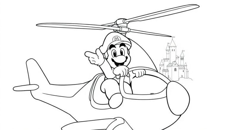 Mario fliegt einen Hubschrauber – eine Farbtabelle