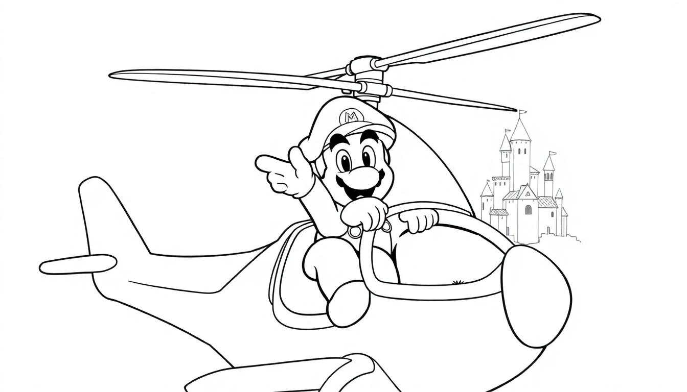 Mario fliegt einen Hubschrauber – eine Farbtabelle