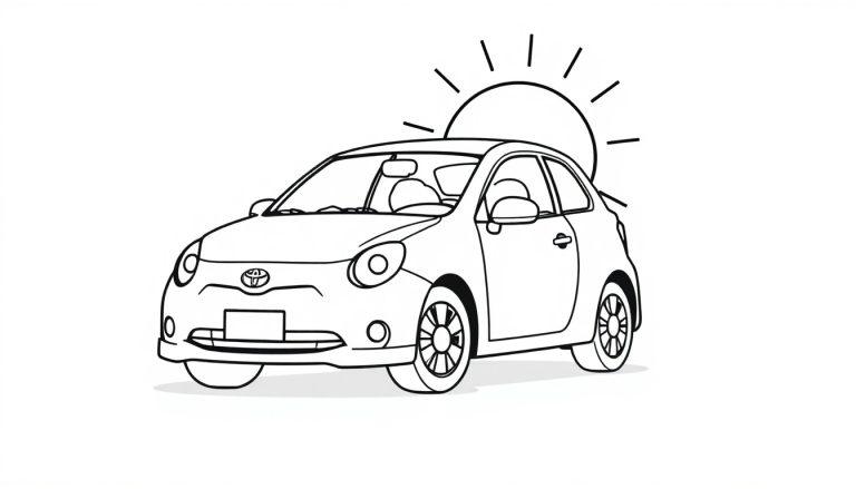 Niedliche Cartoon-Farbtafel eines schwarzen und weißen Autos