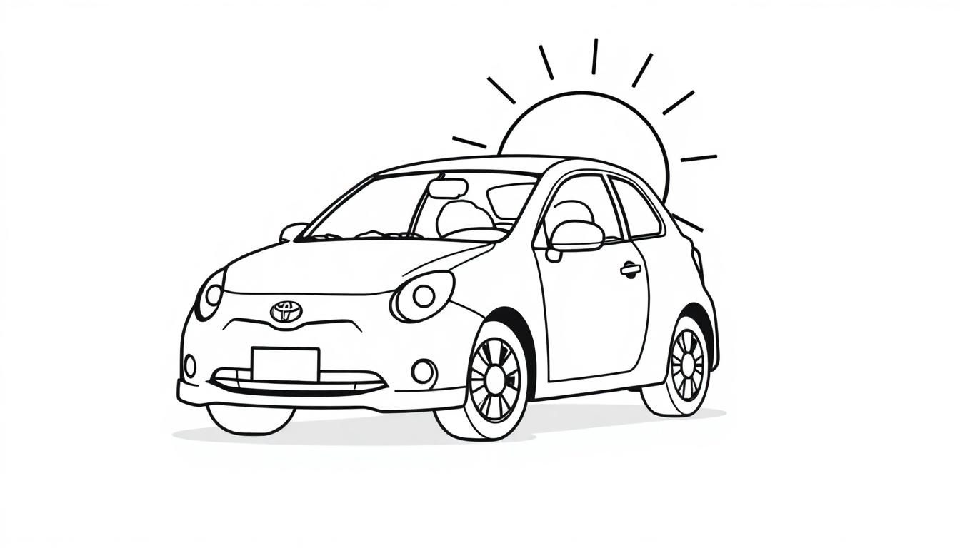 Niedliche Cartoon-Farbtafel eines schwarzen und weißen Autos