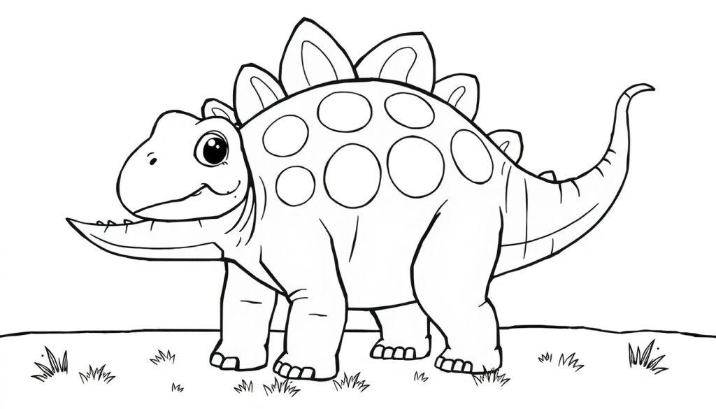 Eine freundliche Farbtafel eines Ankylosaurus mit Rüstung und Schwanzhammer.