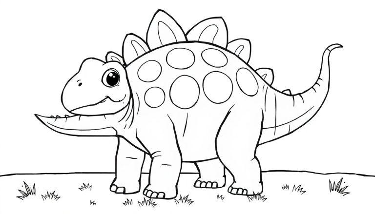 Eine freundliche Farbtafel eines Ankylosaurus mit Rüstung und Schwanzhammer.
