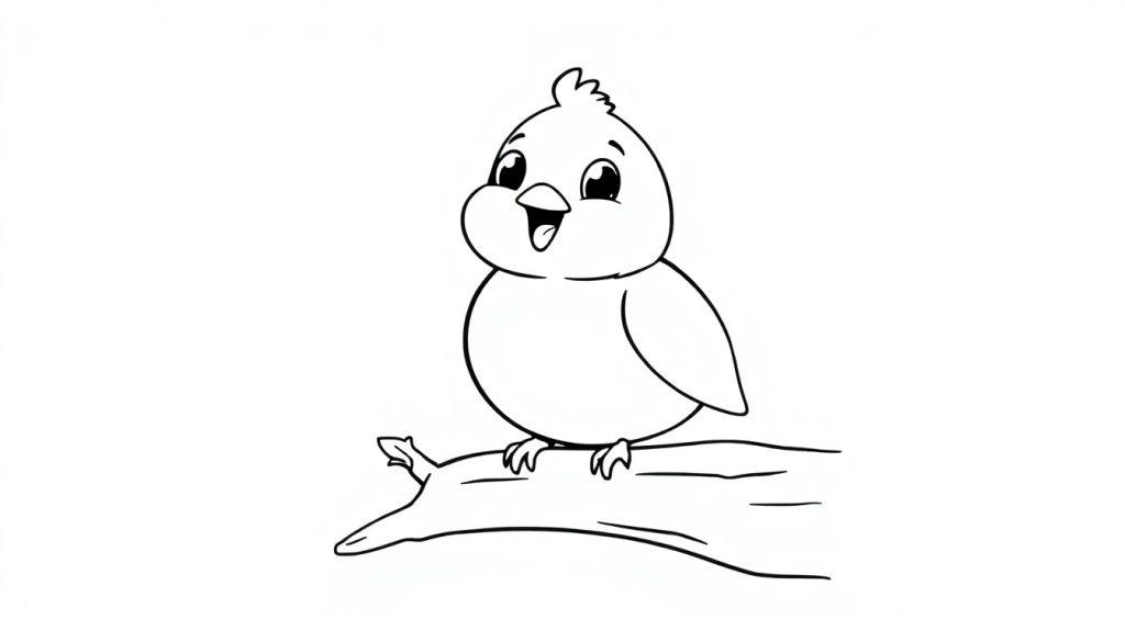 Ein niedlicher Schwarz-Weiß-Vogel als Farbtafel sitzt auf einem Ast.
