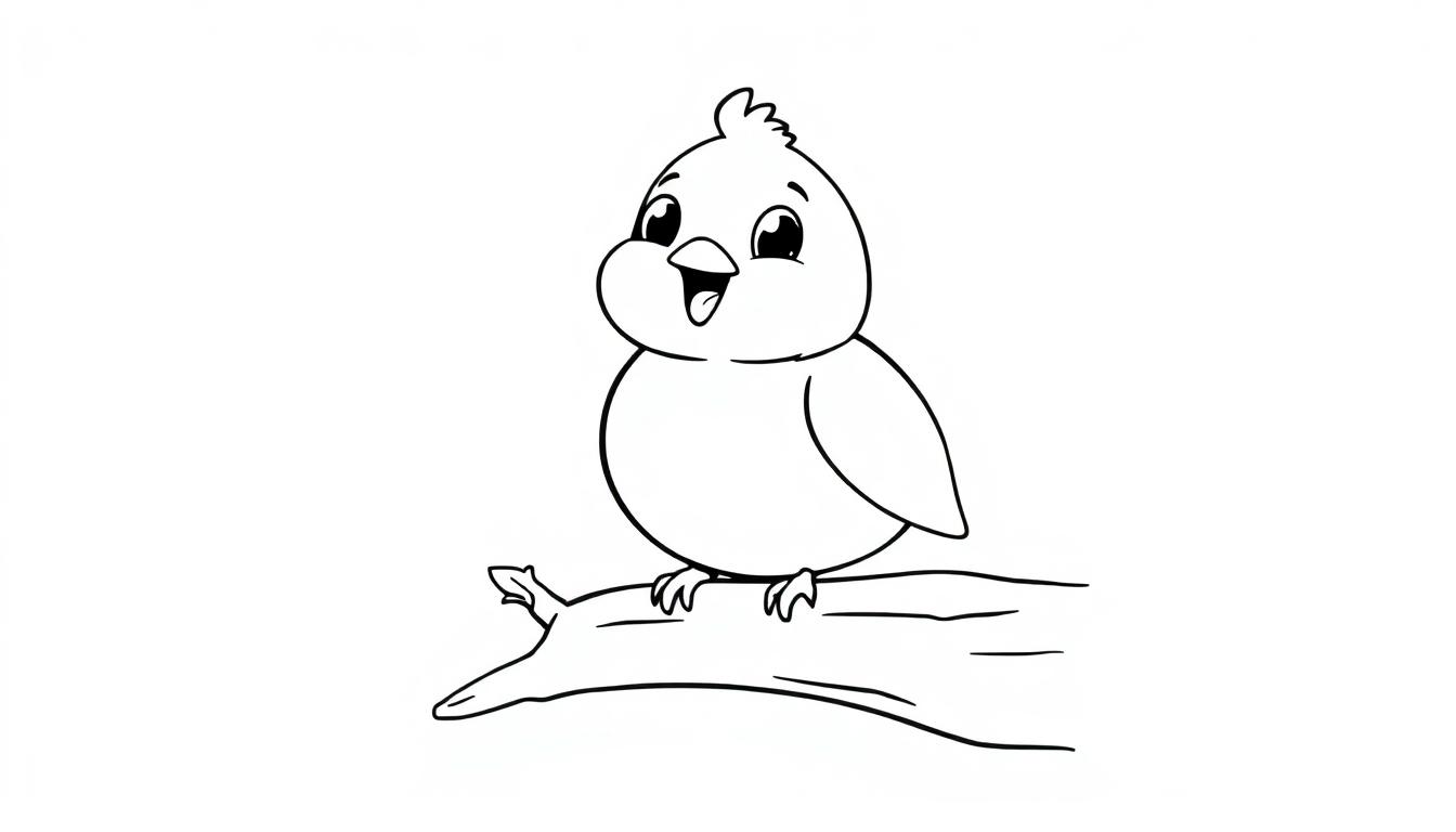 Ein niedlicher Schwarz-Weiß-Vogel als Farbtafel sitzt auf einem Ast.