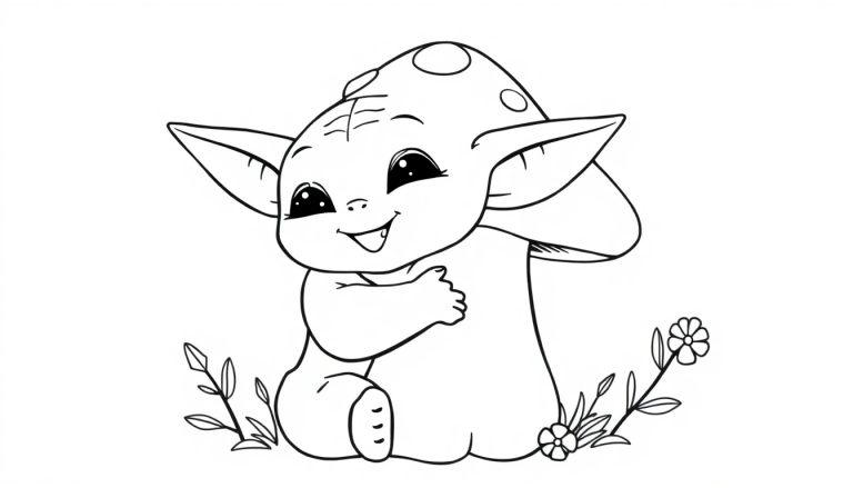 Baby Yoda als Pilz-Farbtafel