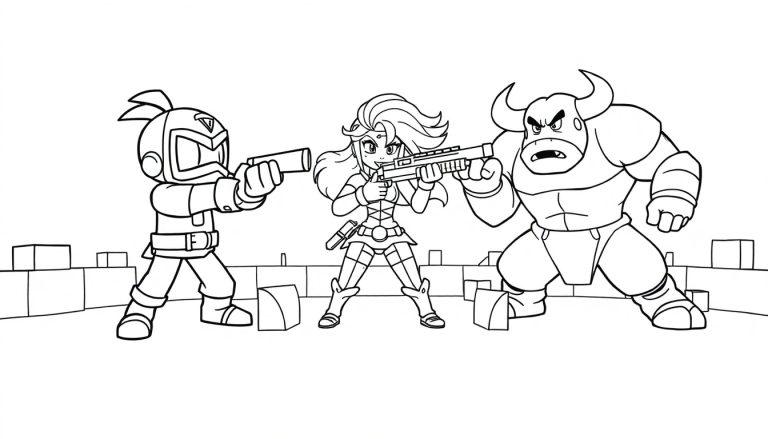 Brawl Stars Farbtafel-Charaktere im Kampf.