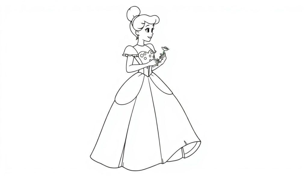 Cinderella im Ballkleid als Farbtafel-Vorlage
