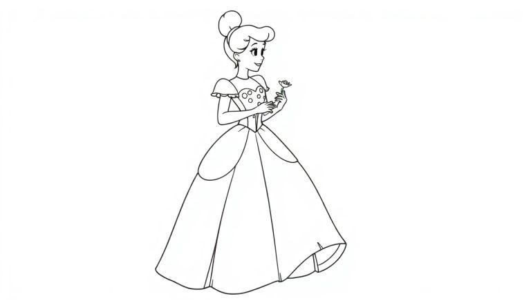 Cinderella im Ballkleid als Farbtafel-Vorlage