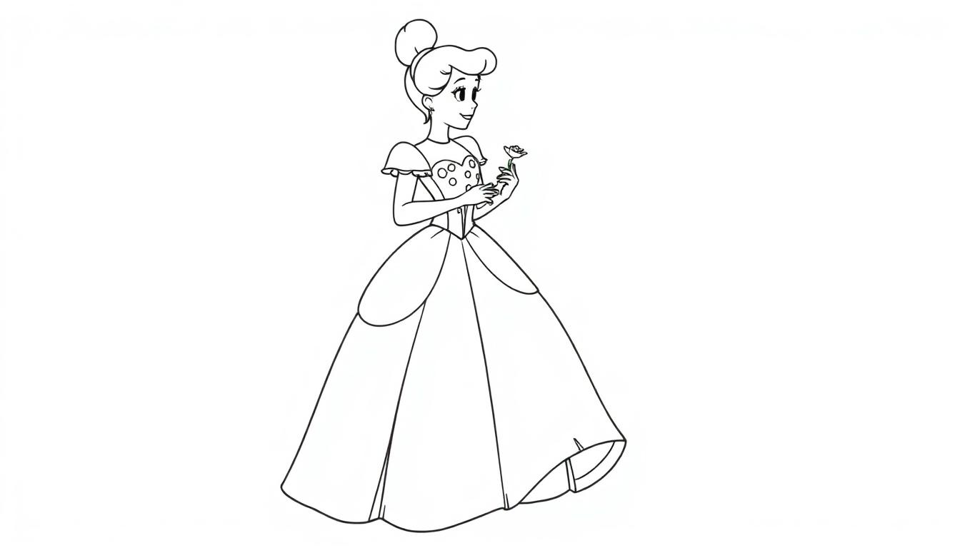 Cinderella im Ballkleid als Farbtafel-Vorlage