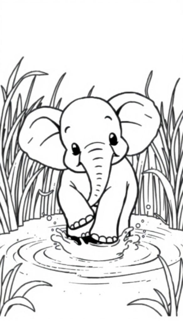 Kleine Elefant im Wasser