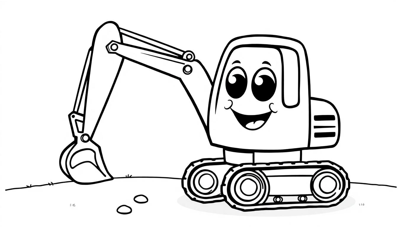 Niedlicher Cartoon-Bagger zum Ausmalen