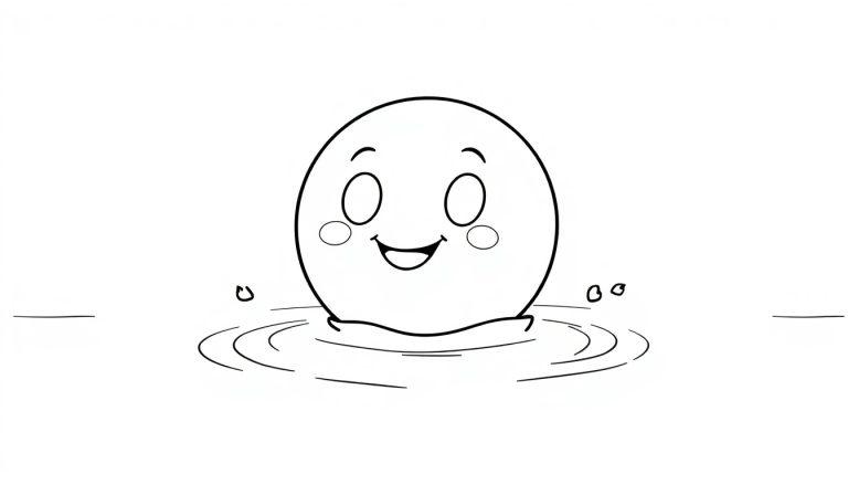 Eine Farbtafel eines fröhlichen Cartoon-Oktopus im Wasser.