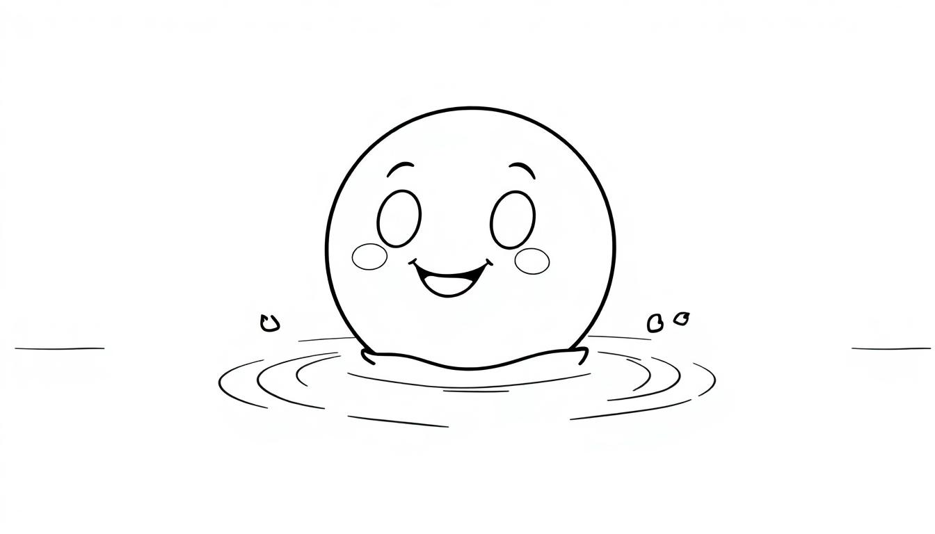 Eine Farbtafel eines fröhlichen Cartoon-Oktopus im Wasser.