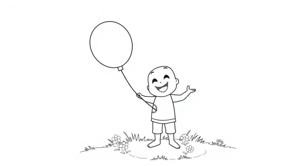 Schwarz-Weiß-Farbtafel-Umriss eines niedlichen Fortnite-Charakters, der einen bunten Ballon hält und lächelt, bereit zum Ausmalen.