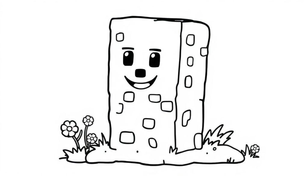 Farbtafel eines freundlichen Minecraft Creeper auf einer Wiese.