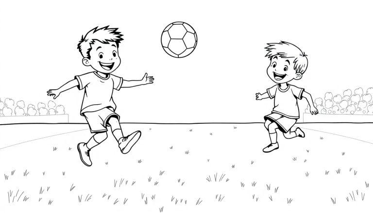 Zwei lächelnde Jungen spielen Fußball auf einemprèsentiere dich als Fußballspieler und erzähle etwas lustiges oder interessantes über das Spiel.