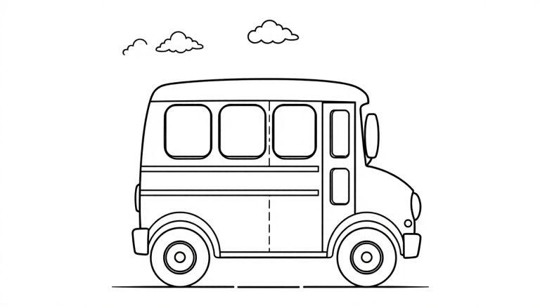 Ein fröhlicher Schulbus-Farbtafel, bereit für Abenteuer.