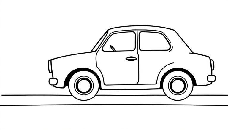 Eine schwarz-weiße Farbtafel eines süßen, zweitürigen Coupés mit runden Formen.