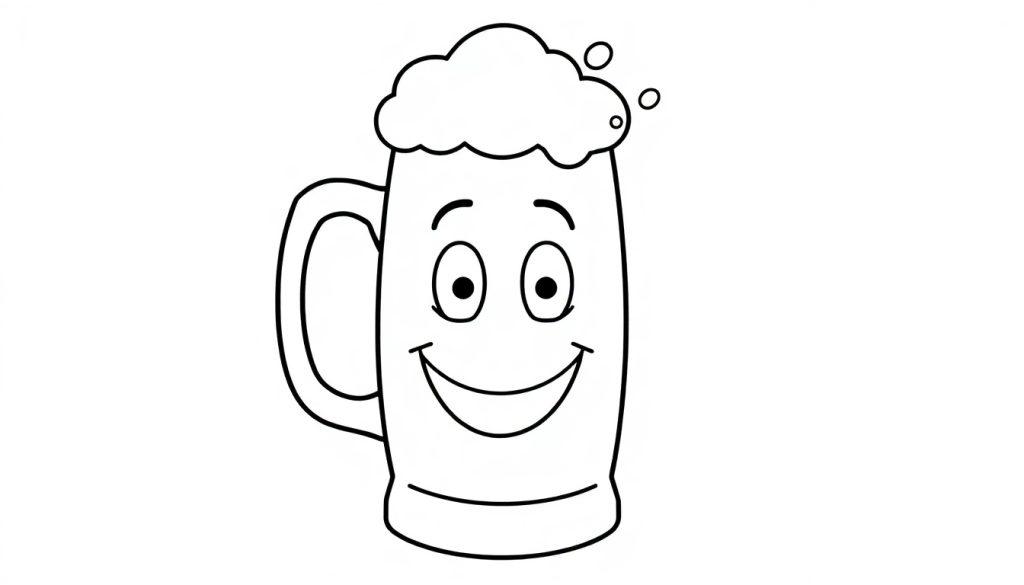 Eine Farbtafel eines fröhlichen Bierkrugs mit einem schaumigen Kopf wie einem Bart.