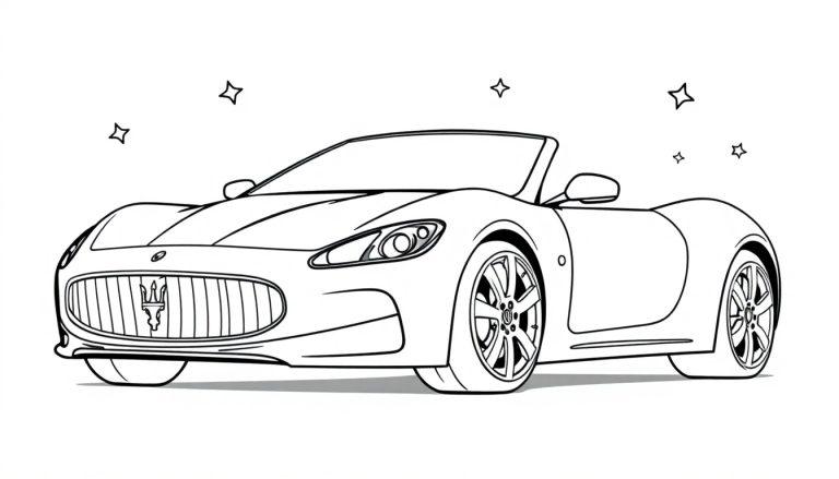 Eine Farbtafel eines Maserati GranCabriolets mit Sternen im Hintergrund.
