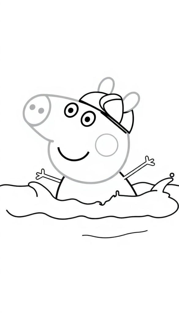 Peppa Wutz schwimmt fröhlich in den Wellen.