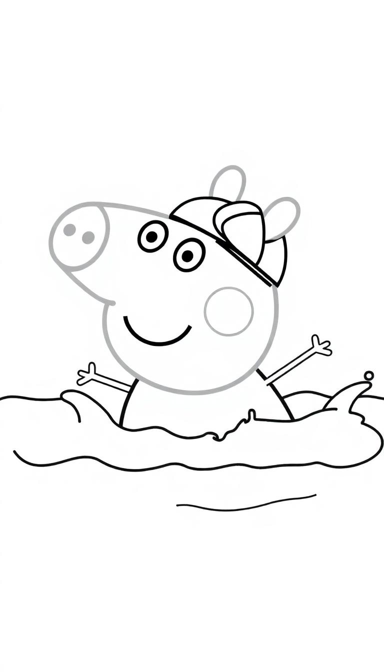 Peppa Wutz schwimmt fröhlich in den Wellen.