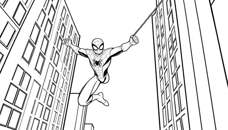 Spider-Man schwingt sich zwischen Hochhäusern