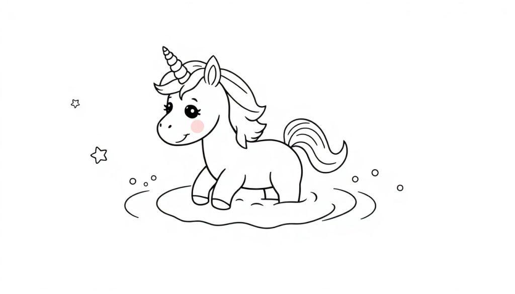 Einhorn in einer Wolke, Farbtafel.