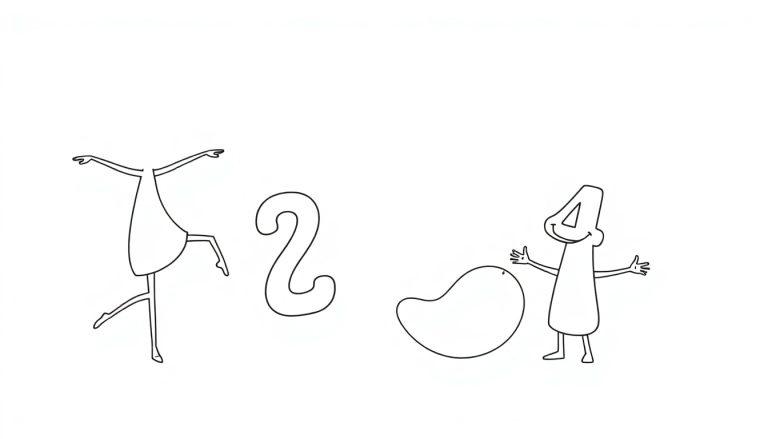 Eine lustige Zahlen-Farbtafel-Freundschaftsparade mit tanzenden Cartoon-Zahlen.