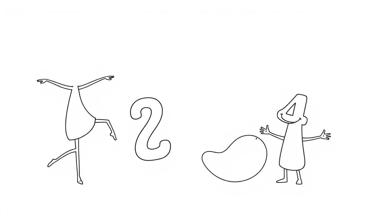 Eine lustige Zahlen-Farbtafel-Freundschaftsparade mit tanzenden Cartoon-Zahlen.