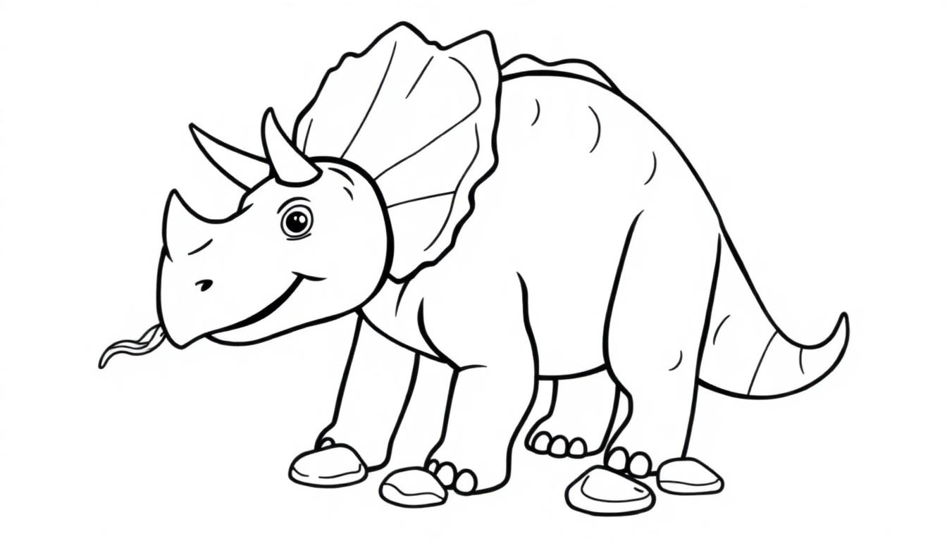 Ausmalbild Triceratops, freundlicher Dinosaurier zum Ausmalen
